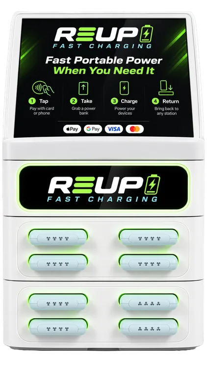 White REUP countertop charging station